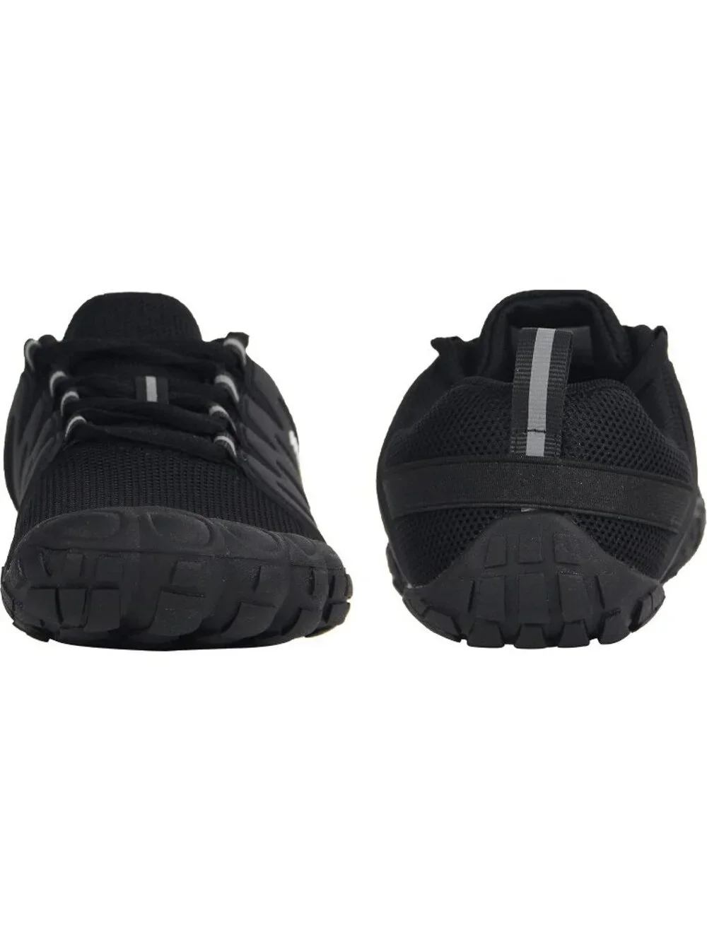 Weweya Men's Black Rubber Minimalist Barefoot Wide Toe Lace Up Athletic Shoes